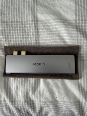 Silver USB-C Hub Adapter with HDMI and USB Ports